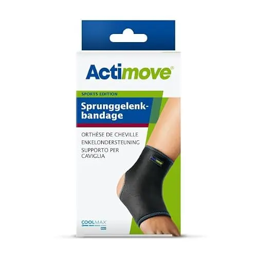 Actimove Sports Edition Sprunggelenkbandage - Slim Fit für Sport - Schwarz, Large