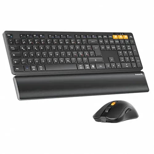 ProtoArc Kabellos Tastatur Maus Set, Bluetooth Tastatur und Maus, Wiederaufladbar, QWERTZ Deutsch, Schwarz
