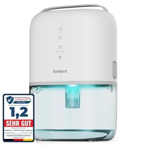 Luftentfeuchter Elektrisch für Keller - 1800ml, 30dB, kompakt mit Timer und 7 Farben