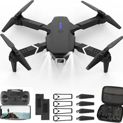 Faltbare HD 4K FPV Drohne mit Kamera, ideal für Anfänger, mit 2 Akkus, WiFi Live-Übertragung, Headless Mode, Flugbahn, Hindernisvermeidung, One-Key Start/Landen
