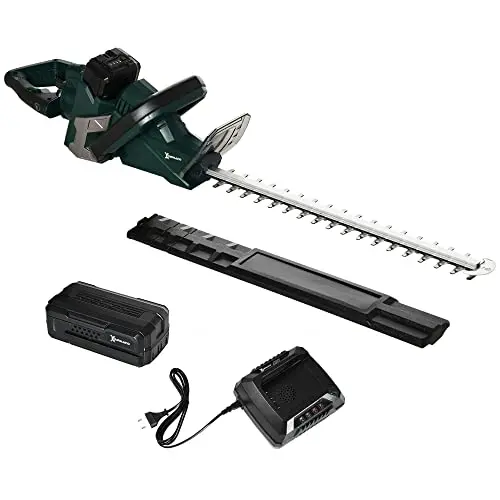 Durhand Akku Heckenschere - Kabellos, 52 cm Schnittlänge, 180° Drehgriff, 350 W, Grün-Schwarz