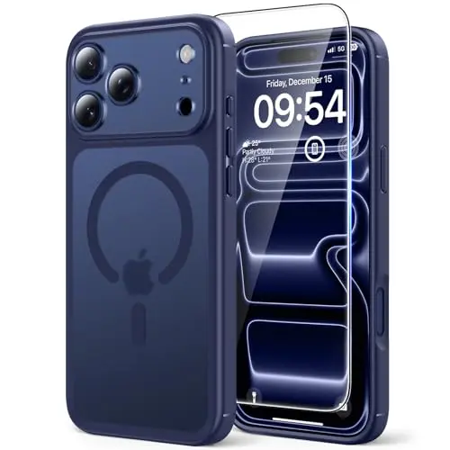 TAURI iPhone 17 Pro Max Hülle mit Panzer Schutzglas, MagSafe kompatibel, matt marineblau