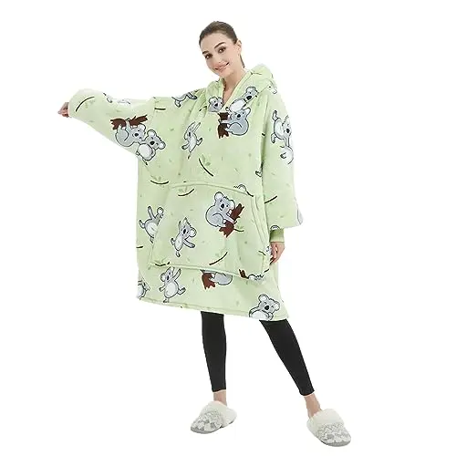 Sacebeleu Hoodie Decke | Flauschige Oversized Kuscheldecke mit Ärmeln und Känguru Tasche | Einheitsgröße