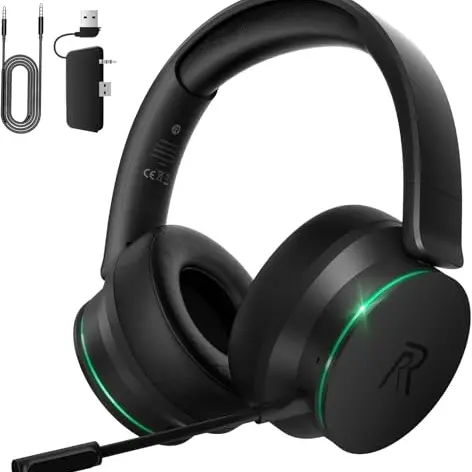 Wireless Gaming Headset für Xbox, PS5, PC - Noise Cancelling, Bluetooth 5.3, 45H Akku, 3D-Surround, Schwarz-Grün