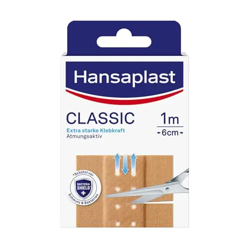 Hansaplast Classic Pflaster, zuschneidbar, extra starke Klebkraft, flexibles und atmungsaktives Verbandsmaterial