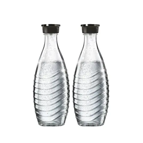 SodaStream 0,8L Glaskaraffe 2er-Pack | Spülmaschinenfest | Kompatibel mit Crystal & Penguin | Elegantes Design