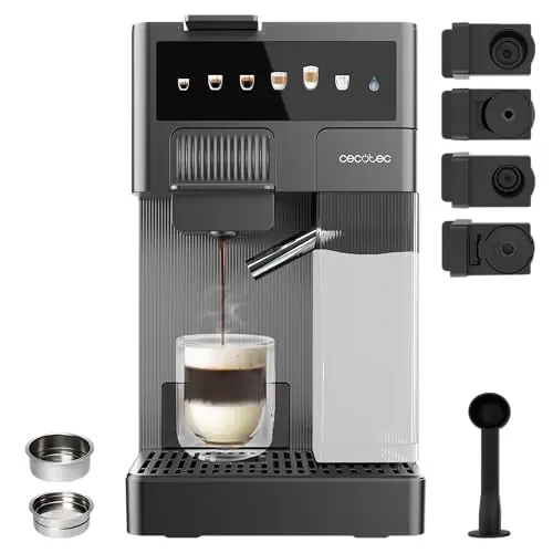 Cecotec Kapselkaffeemaschine mit Milchbehälter, 1350W, 20 Bar, kompatibel mit Dolce Gusto und Nespresso – Wassertank 1,6L, 400ml Milchbehälter