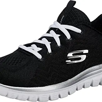 Skechers Damen Graceful Sneaker in Schwarz mit Weißem Trim, Größe 37 EU