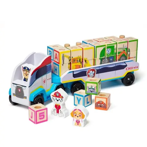 Melissa & Doug PAW Patrol ABC Riesen-Lkw mit Holzklötzen und Puzzle - Lernspielzeug für 3-8 Jahre