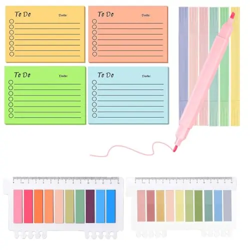 600 transparente Haftnotizen & 6 Textmarker - Ideal für Schule, Büro und Bibel