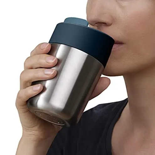 Joseph Joseph Sipp Edelstahl Isolierbecher, auslaufsicher & wiederverwendbar – 340 ml, Anthrazit