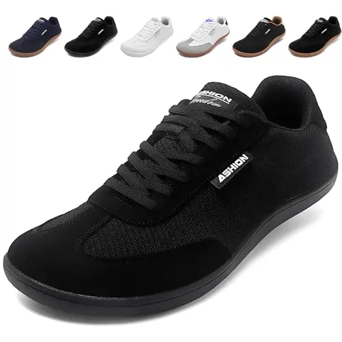 ASHION Barfußschuhe für Damen und Herren – Minimalistische Traillaufschuhe in Schwarz, Größe 39 EU