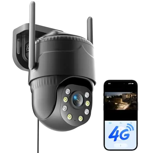 KKB 4G LTE Überwachungskamera mit SIM, 2K Innen/Außen, KI-Erkennung, Farbnachtsicht, 2-Wege-Audio, IP65
