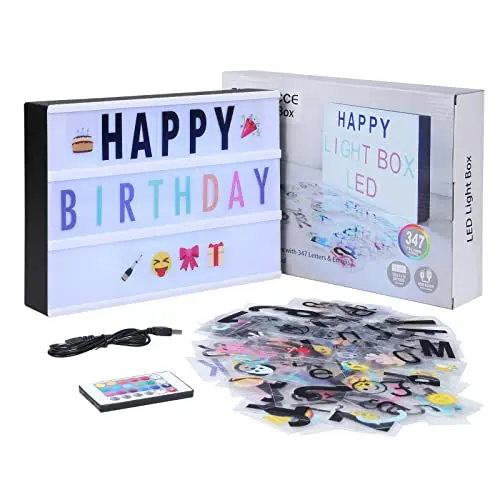 SHYOSUCCE LED Lightbox A4 mit 16 Farben, 4 Blitzmodi, 262 Buchstaben & 85 Emojis – Ideal für Partys und Veranstaltungen