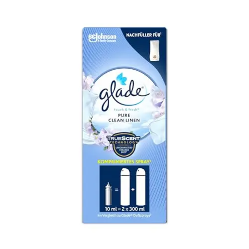Glade Touch & Fresh Nachfüller, Lufterfrischer Minispray, Pure Clean Linen, 10 ml