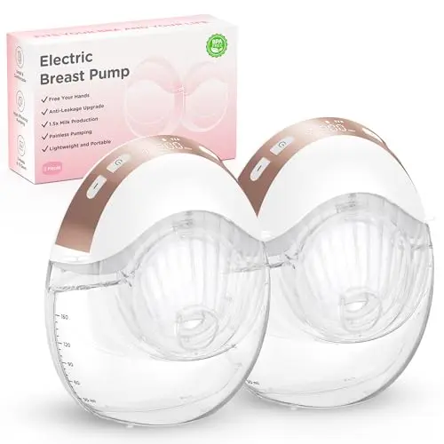 Haokoo Elektrische Milchpumpe Tragbar Freihändig - BPA-frei, Auslaufsicher, 3 Modi, 12 Stufen, 2 Stück (Roségold2)