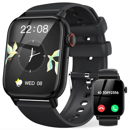 LLKBOHA Smartwatch für Herren - 1.85" Sportuhr mit Schlaf- und Herzfrequenzmonitor, 100+ Sportmodi, IP68 wasserdicht, kompatibel mit iOS und Android