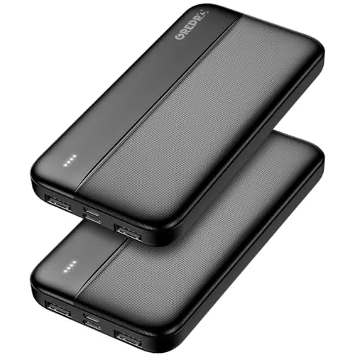 GREPRO Powerbank 10.000 mAh, 2 Stück, kompatibel mit iPhone und Smartphones