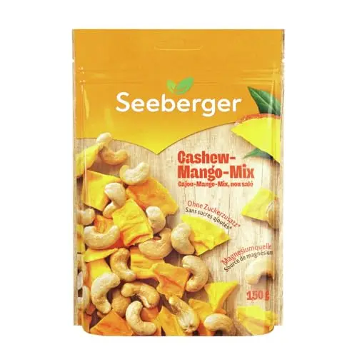Seeberger Cashew-Mango-Mix – Fruchtiger, knackiger veganer Snack, glutenfrei (12x150g)