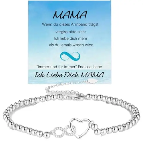 Jbniuay Muttertagsgeschenk - Infinity-Herz Armband für Mama, Geburtstagsgeschenk S925