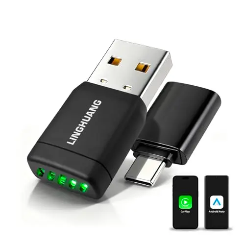 LINGHUANG Mini CarPlay & Android Auto Wireless Adapter - Upgrade auf Wireless, Schnelle Verbindung, Plug & Play