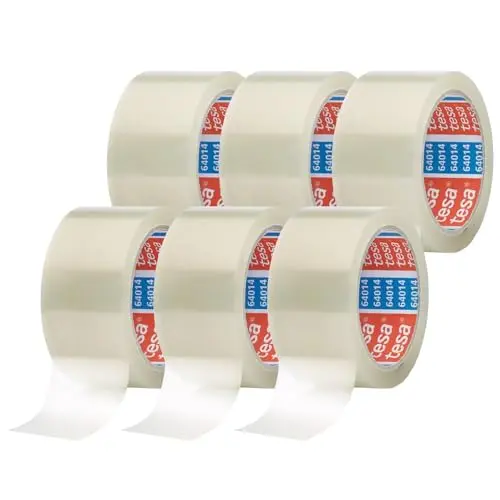 tesapack 64014 6er Pack - Geräuscharmes Paketklebeband - Transparent - 6 Rollen à 66 m