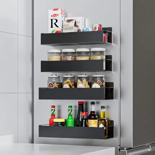 FINIBO Magnetisches Ablage-Set für Kühlschrank, 4-teilig, für Küche, Mikrowelle und Waschmaschine