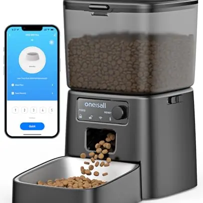 oneisall Futterautomat 3.5L für Katzen und Hunde, WiFi & APP-Steuerung, bis zu 10 Mahlzeiten pro Tag, mit Edelstahlnapf