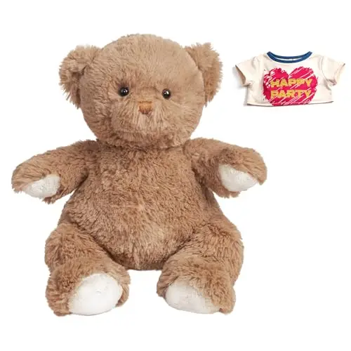BEJOY Teddybär mit „Happy Party“ T-Shirt – Weiches Plüschtier für Kinder und Freunde