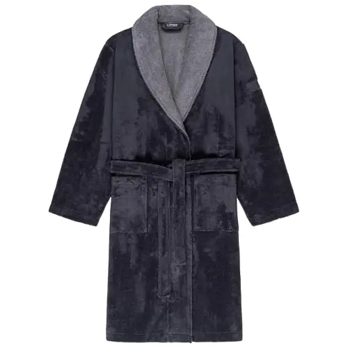 LOOKS BY WOLFGANG JOOP Unisex Bademantel XL, grauer Frottee Morgenmantel