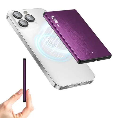 Magnetische Powerbank 5000mAh 20W PD für iPhone 17/16/15/14/13/12 Pro Max – Lila