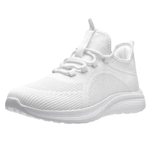 Elaphurus Herren Damen Laufschuhe Atmungsaktiv Fitness Sportschuhe Weiß 45 EU