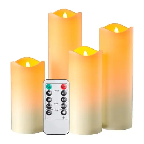 Wasserdichte LED Kerzen mit Timer und Fernbedienung - 4er Set für Garten, Hochzeit, Weihnachten, Halloween