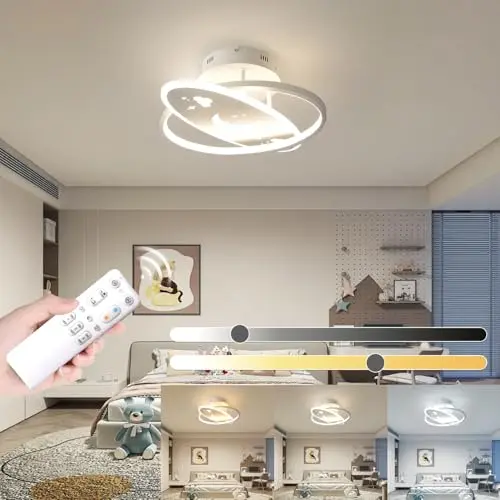 YLFXL LED Deckenlampe für Kinderzimmer, dimmbar mit Fernbedienung, 40W, 40cm, Nachtlichtfunktion