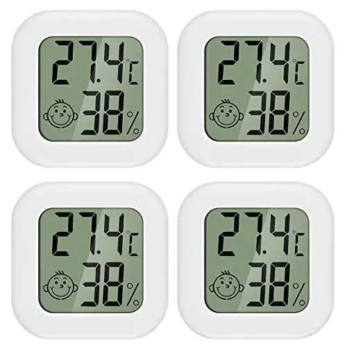 PAIRIER 4er Set Luftfeuchtigkeits- und Thermometer für Innenräume, Mini LCD Digital Hygrometer