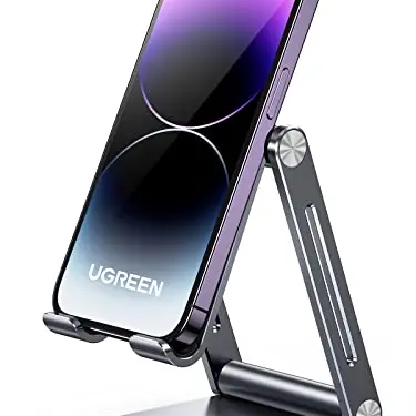 UGREEN Verstellbarer Aluminium Handy Ständer für iPhone, Galaxy und Huawei bis 7,9 Zoll (Grau)