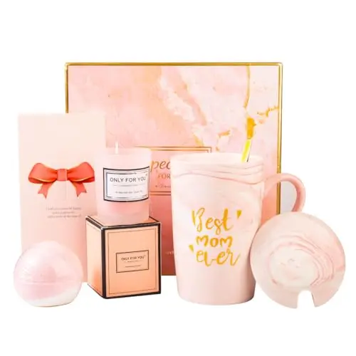 LiangYuanZen Geschenkset: 340ml Rosa Keramiktasse – Geschenk für Frauen, Geburtstags-, Muttertags- und Weihnachtsgeschenk