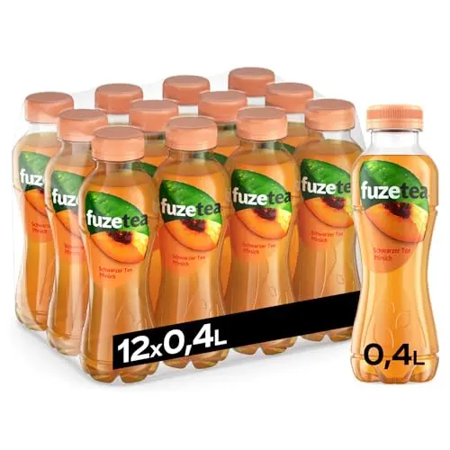 Fuze Tea Pfirsich Schwarztee - Fruchtige Fusion in Einwegflaschen (12 x 400 ml)