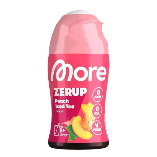 MORE Zerup Peach Iced Tea, zuckerfreier Sirup, vegan, ohne Kalorien, für bis zu 8 l Getränk, hergestellt in Deutschland