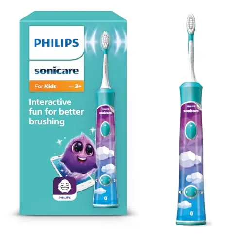 Philips Sonicare For Kids, elektrische Zahnbürste für Kinder ab 3 Jahren, Türkis, Modell HX6322/04