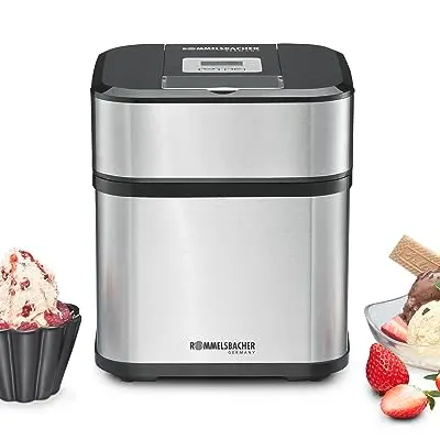 ROMMELSBACHER Eismaschine IM 12 Kurt - für Eis, Frozen Yogurt & Sorbet, 1,5 L Behälter, mit Zeitschaltuhr