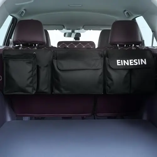 Einesin Auto Kofferraum Organizer, faltbare Aufbewahrungstasche mit Kühler, abnehmbare Module, schwarz