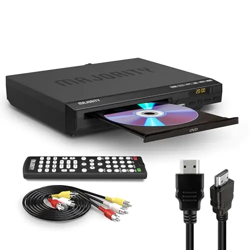 MAJORITY DVD Player | Region Free Mini DVD-Player für TV | 1080p Upscaling, USB & CD Wiedergabe