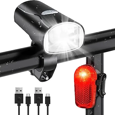 LED Fahrradlicht Set – STVZO zugelassen, wasserdicht, USB aufladbar, mit Front- und Rücklicht für Kinder und Erwachsene