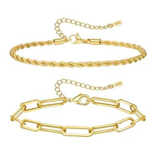 KENIY 2 Stücke Herren Armband - Gold Kubanische Kettenarmbänder als Geburtstagsgeschenke
