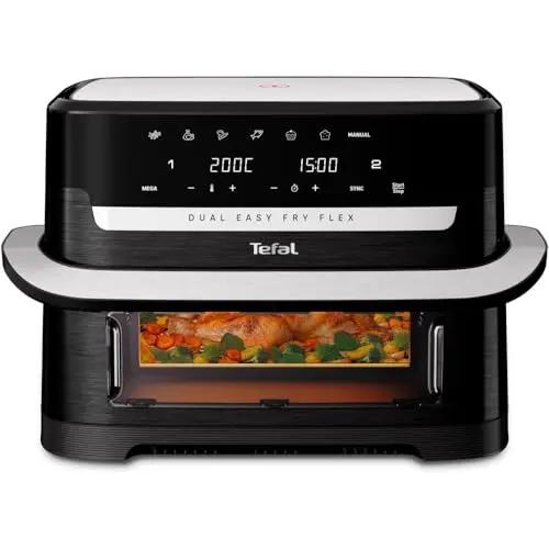 Tefal Dual Easy Fry Flex Heißluftfritteuse 9L – Airfryer mit 2 Kammern, 7 Programmen und 2700 W