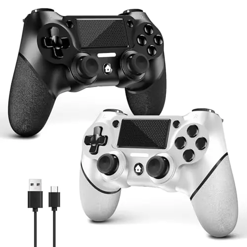 AceGamer 2er Pack Wireless Controller für PS4 und PC (Schwarz und Weiß)