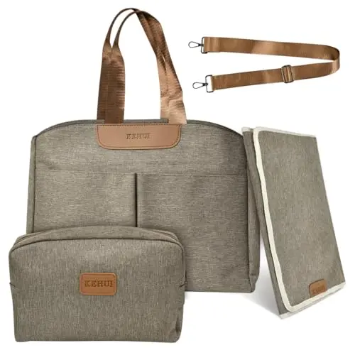 HEKOBAG Wickeltasche für Mama und Papa - große Babytasche mit Schnullertasche und Wickelunterlage (Braun)