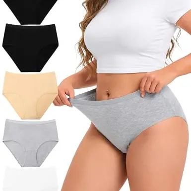 Ocexteur Damen Unterhosen Baumwolle Hohe Taille 5er Pack