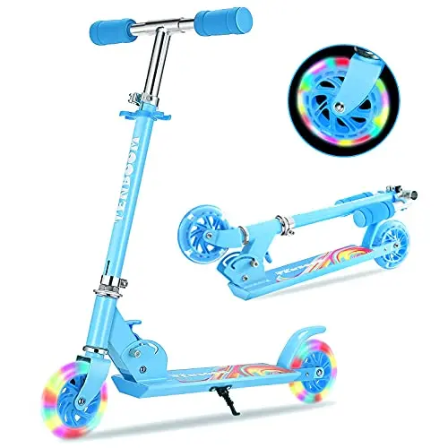 TENBOOM Kinder Scooter mit LED-Rädern - Klappbar, höhenverstellbar, für 3-10 Jahre, geeignet für Mädchen und Jungen